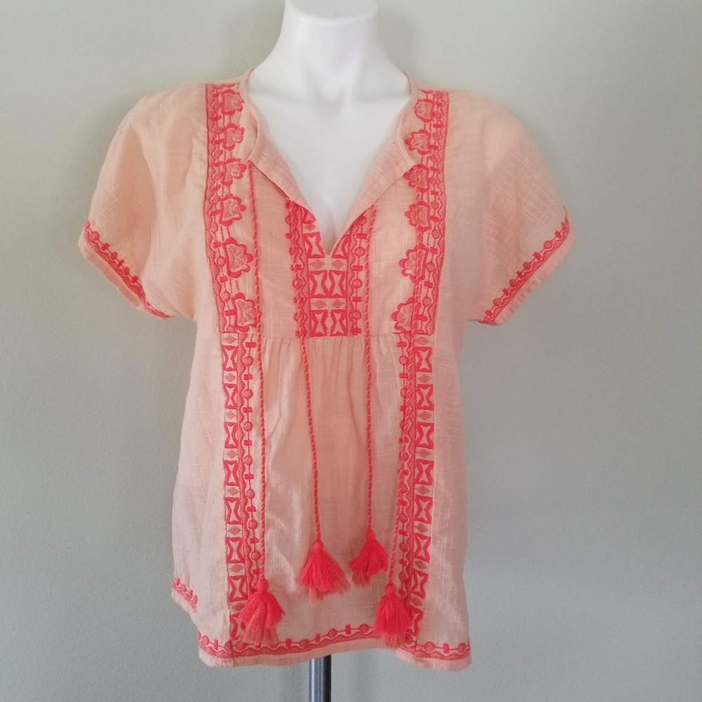 Vineyard Vines Tassel Short Sleeve Top Medium